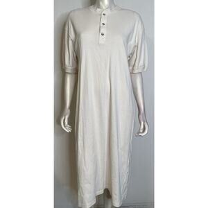 Banana Republic Dress Womens L Thermal Safari Shirt Ivory Maxi Dress Cotton VTG